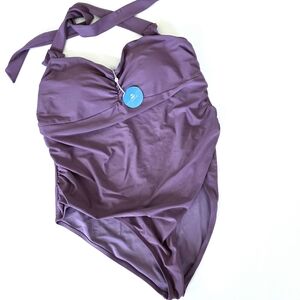 NWT Cupshe 2X One Piece Runched Swimsuit Purple Plus Size Beach Summer Pool